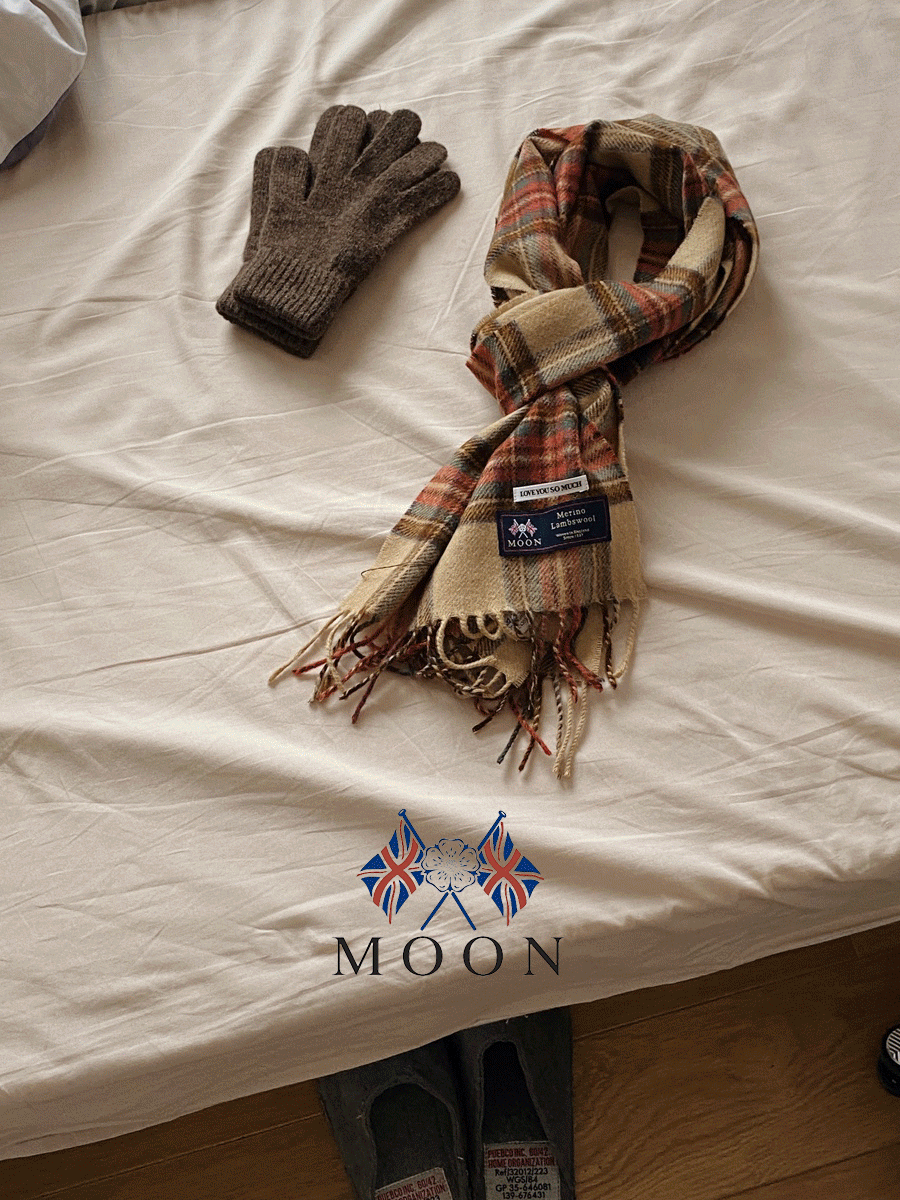 [Abraham moon] Premier wool check muffler