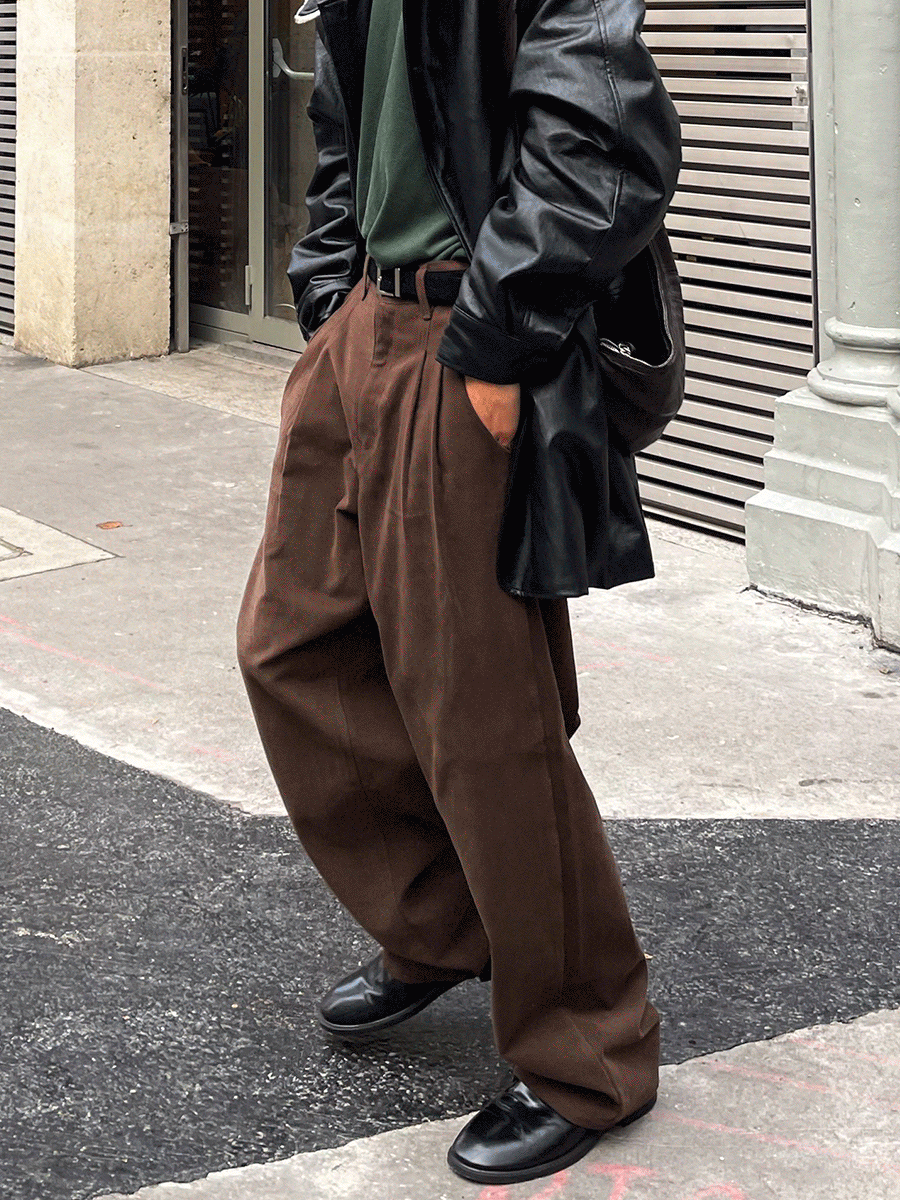 Winter two pin tuck wide pants