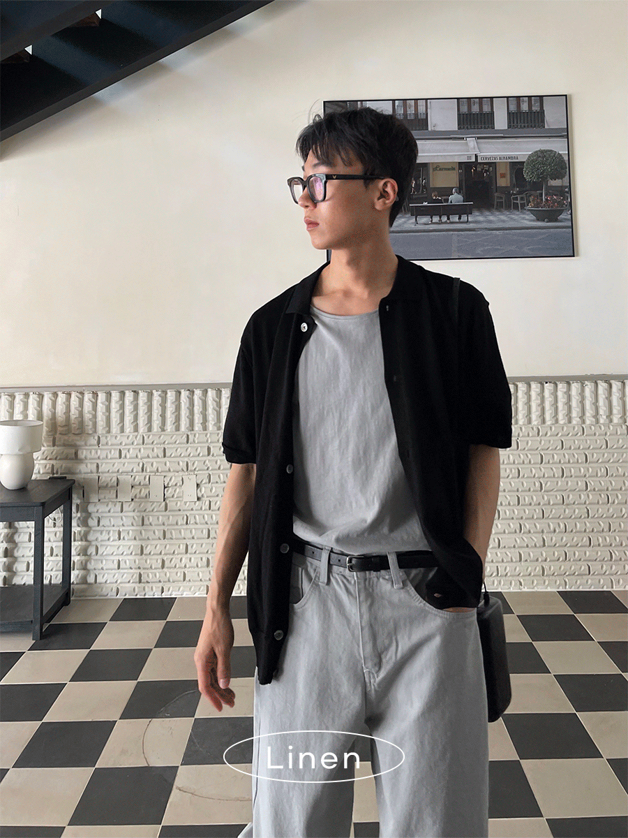 [Linen] Viad half collar cardigan