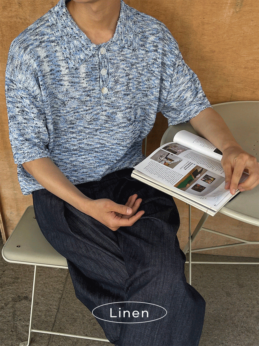 [Linen] Zoi color mix half knit (3color)
