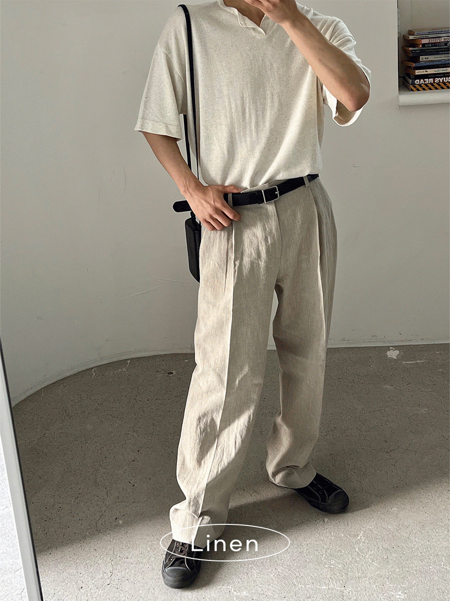 [당일발송/Linen] Rua pin tuck wide pants (3color)