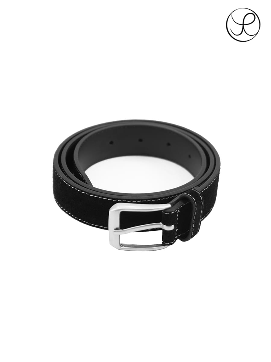 [Yue] Suede stitch belt-Black