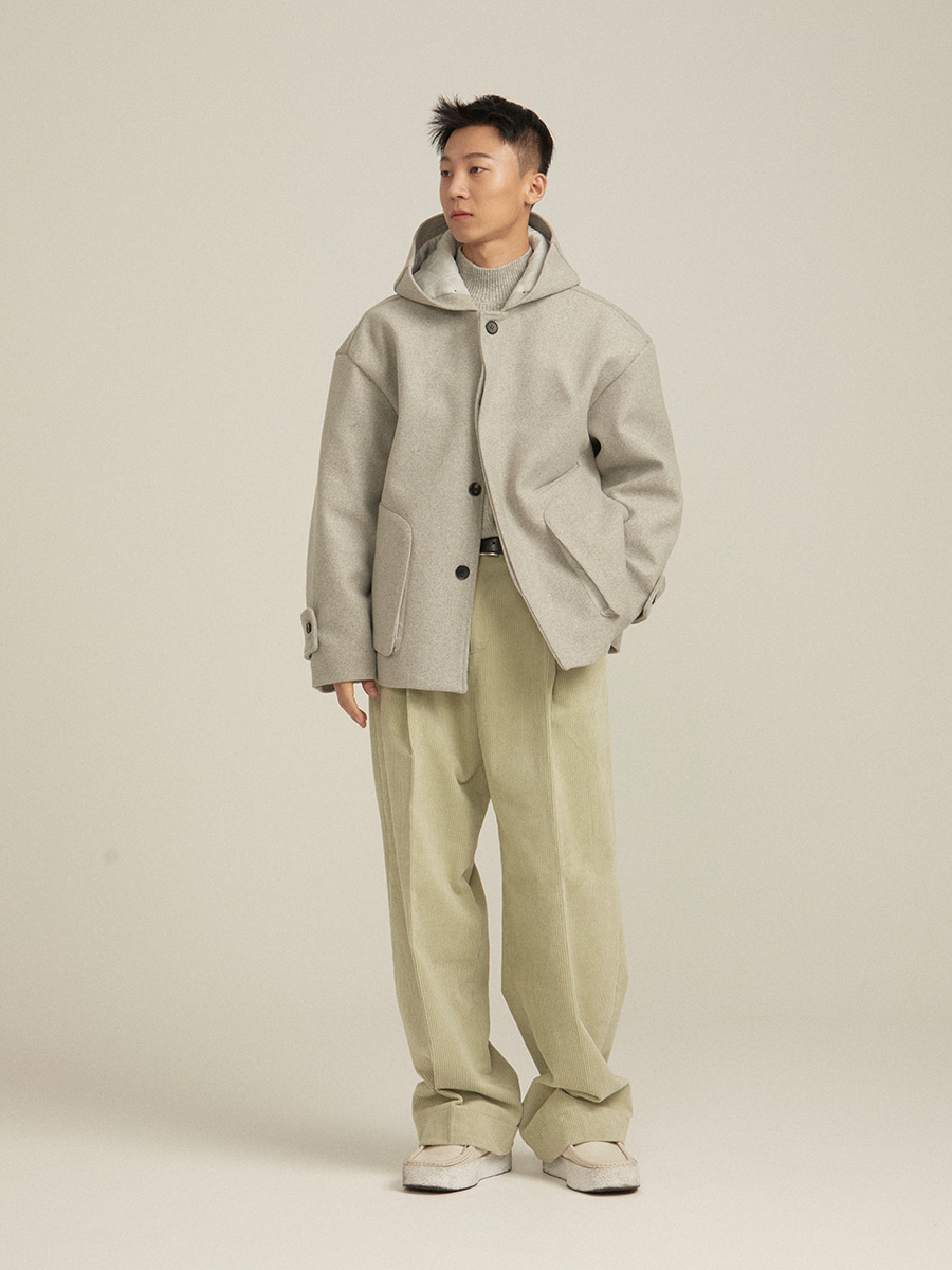 [Wool] Loen hoody half coat (3color)