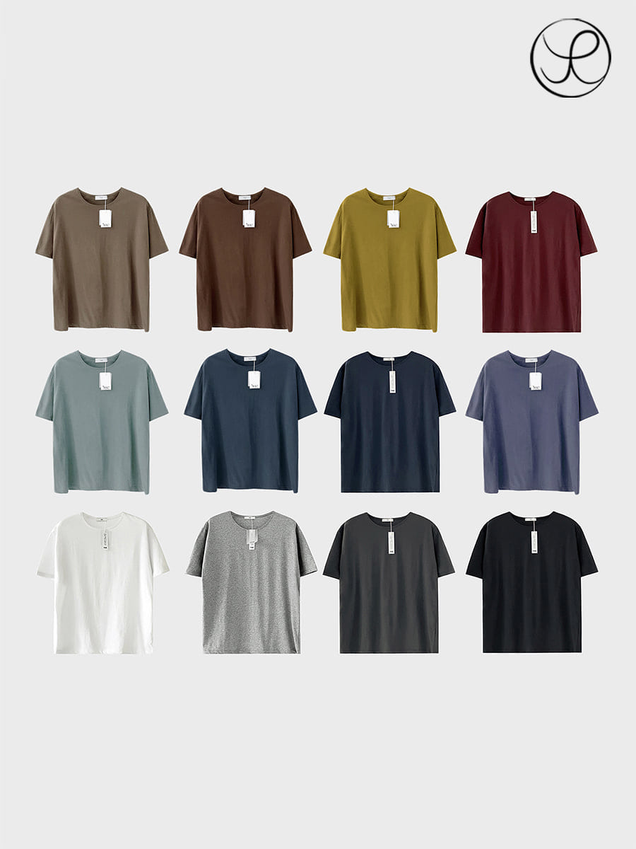 [Yue] Malibu round half sleeved T-shirts (12color)