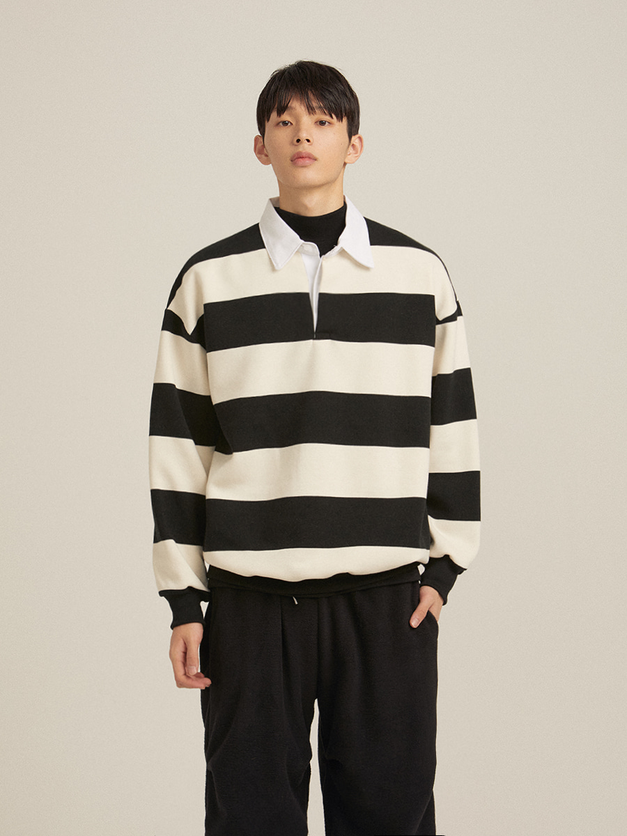 [NAPPING VER.] Beren stripe collar long sweatshirt (5color)