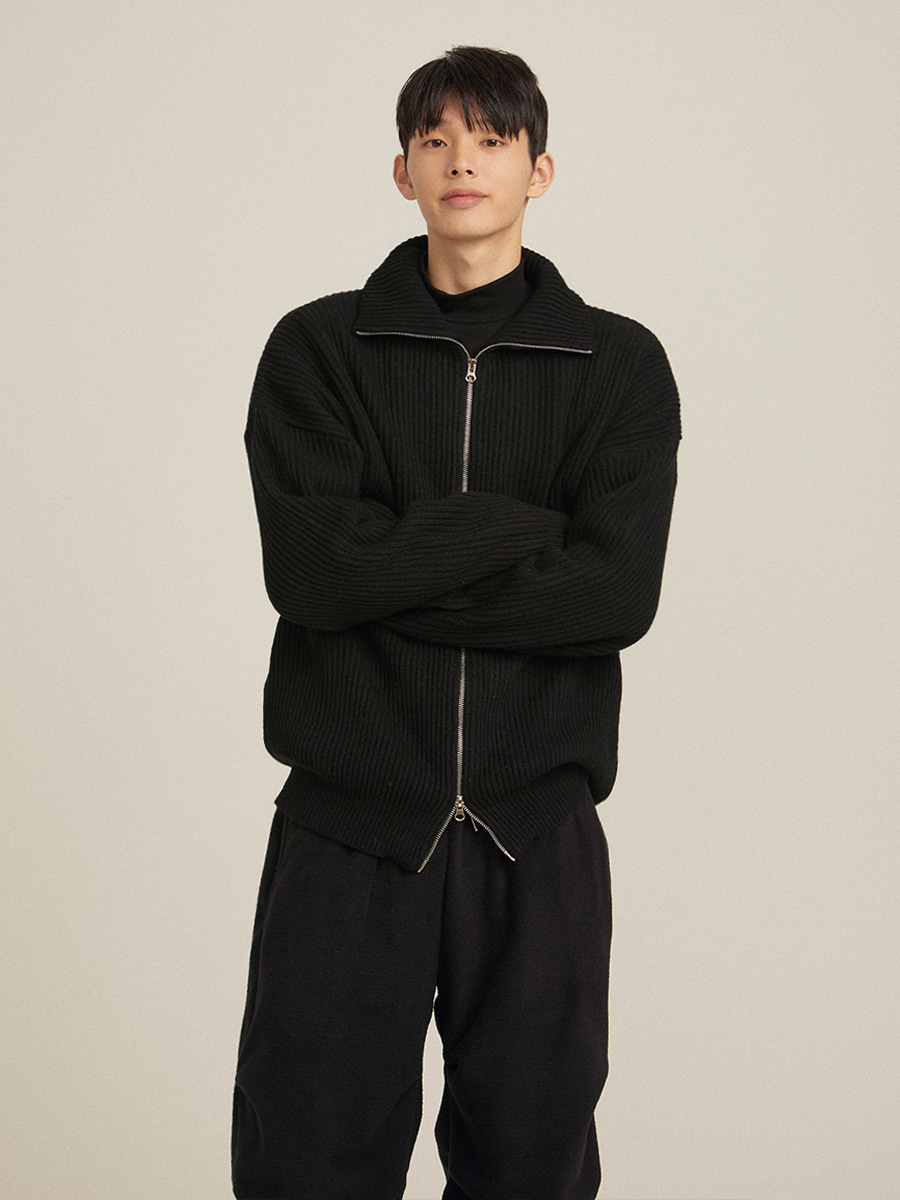 [WOOL] Curl polar zip-up knit (4color)