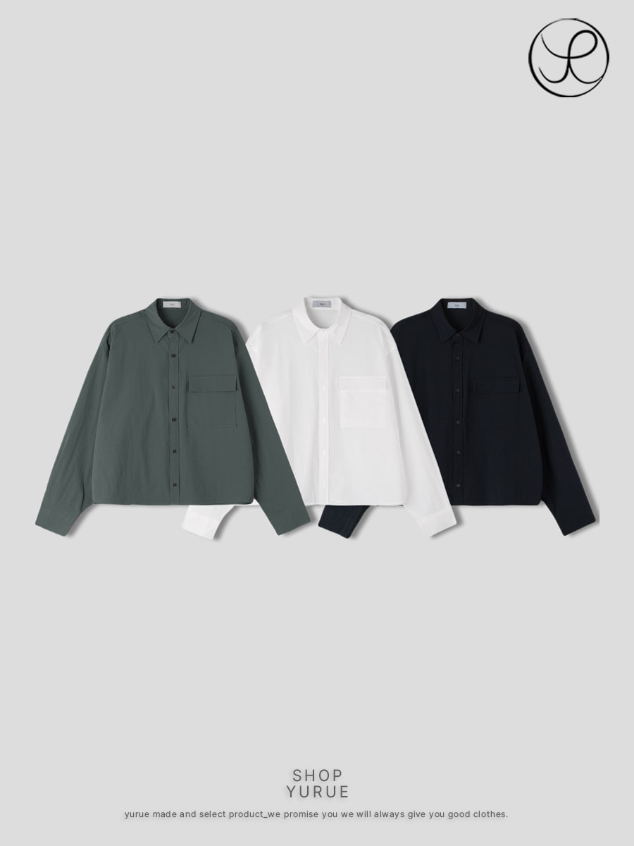 [Yue] Pocket Nylon Crop Shirts (3color)