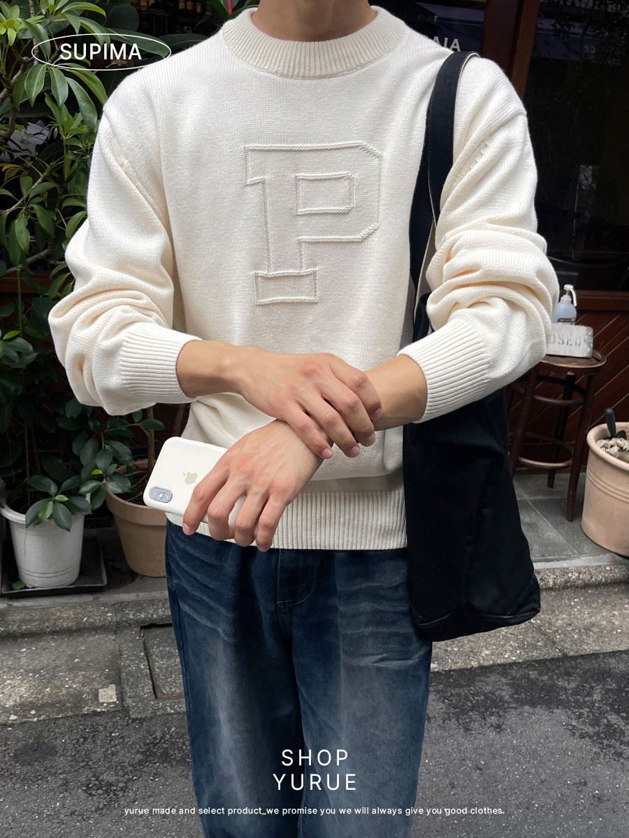 [SUPIMA] P lettering knit (5color)