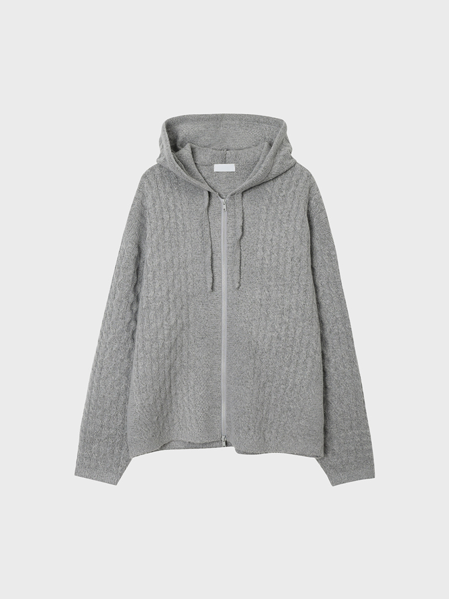Dib cable hoody zip up knit (6color)