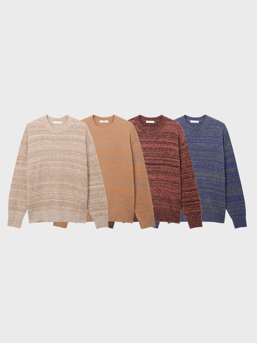 [Wool] Ledy boucle stripe round knit (4color)