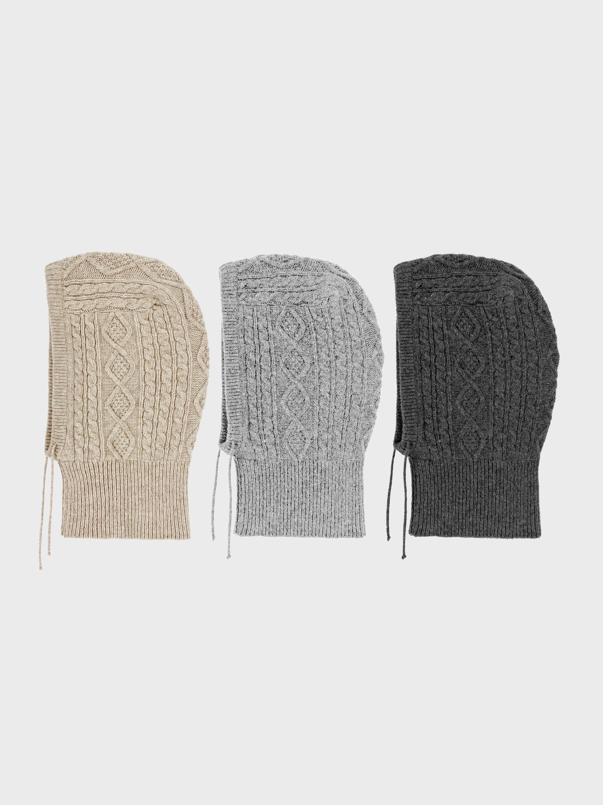 [Wool] Mei cable balaclava (3color)