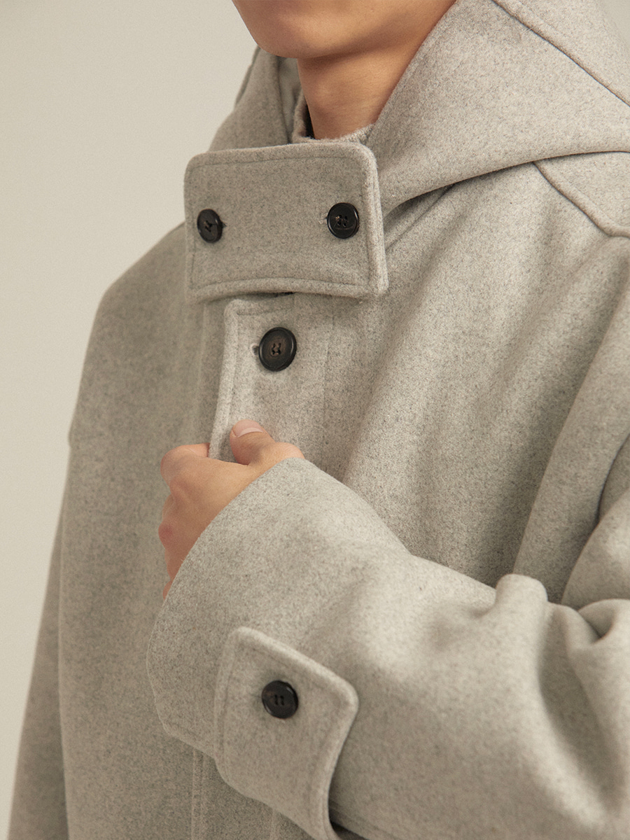 [Wool] Loen hoody half coat (3color)