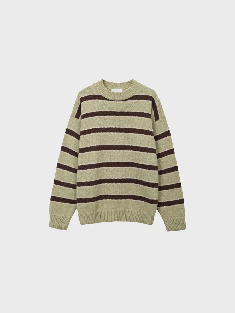 [Wool/Mohair] Ank stripe round knit (3color)