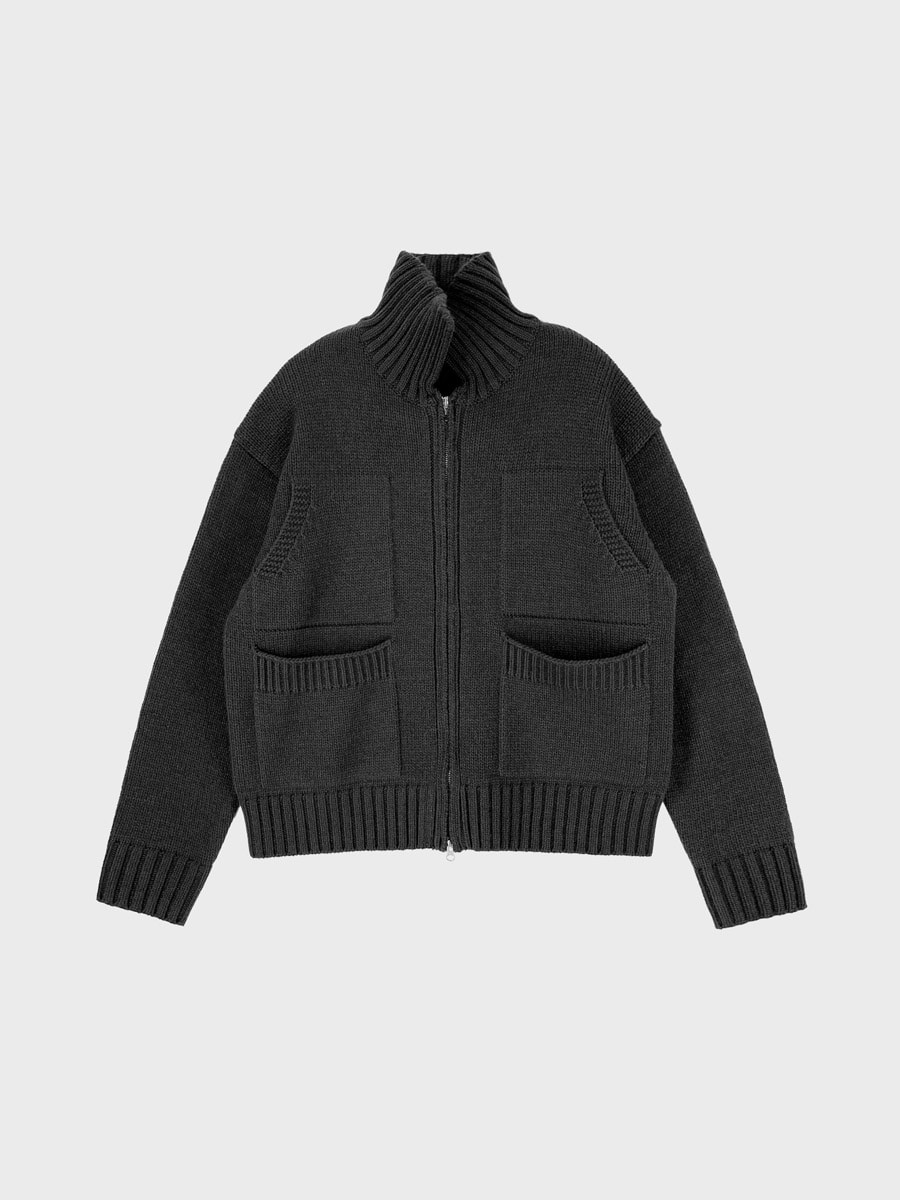 [Wool] Rauco pocket zip up knit cardigan (3color)