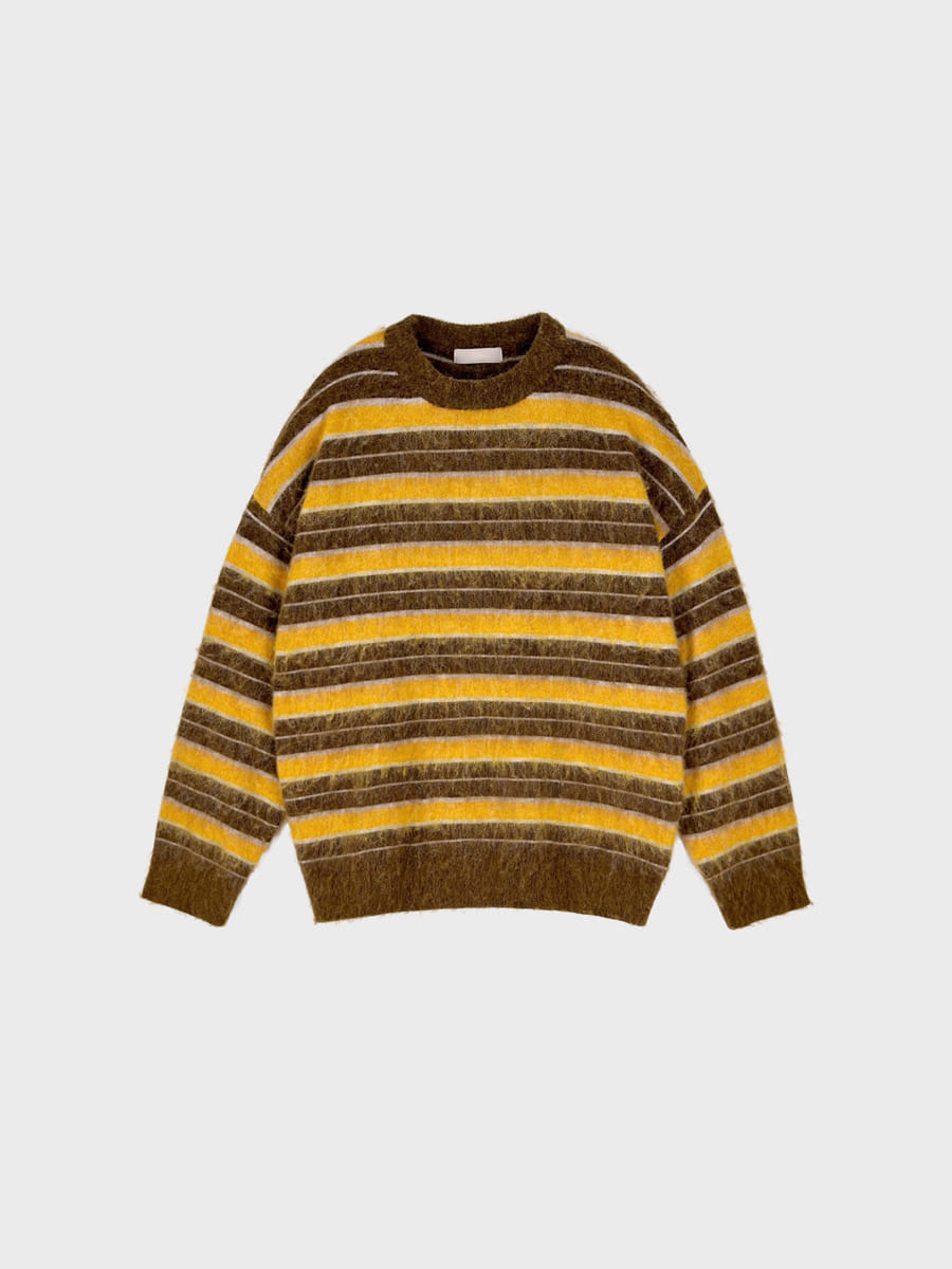 [Wool] Giwo hair stripe round knit (3color)