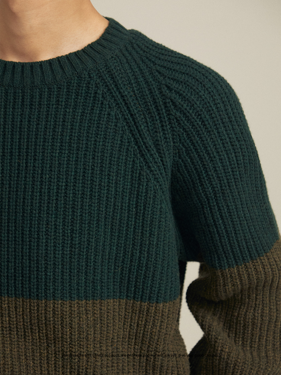 [WOOL] Intarsia round knit (2color)