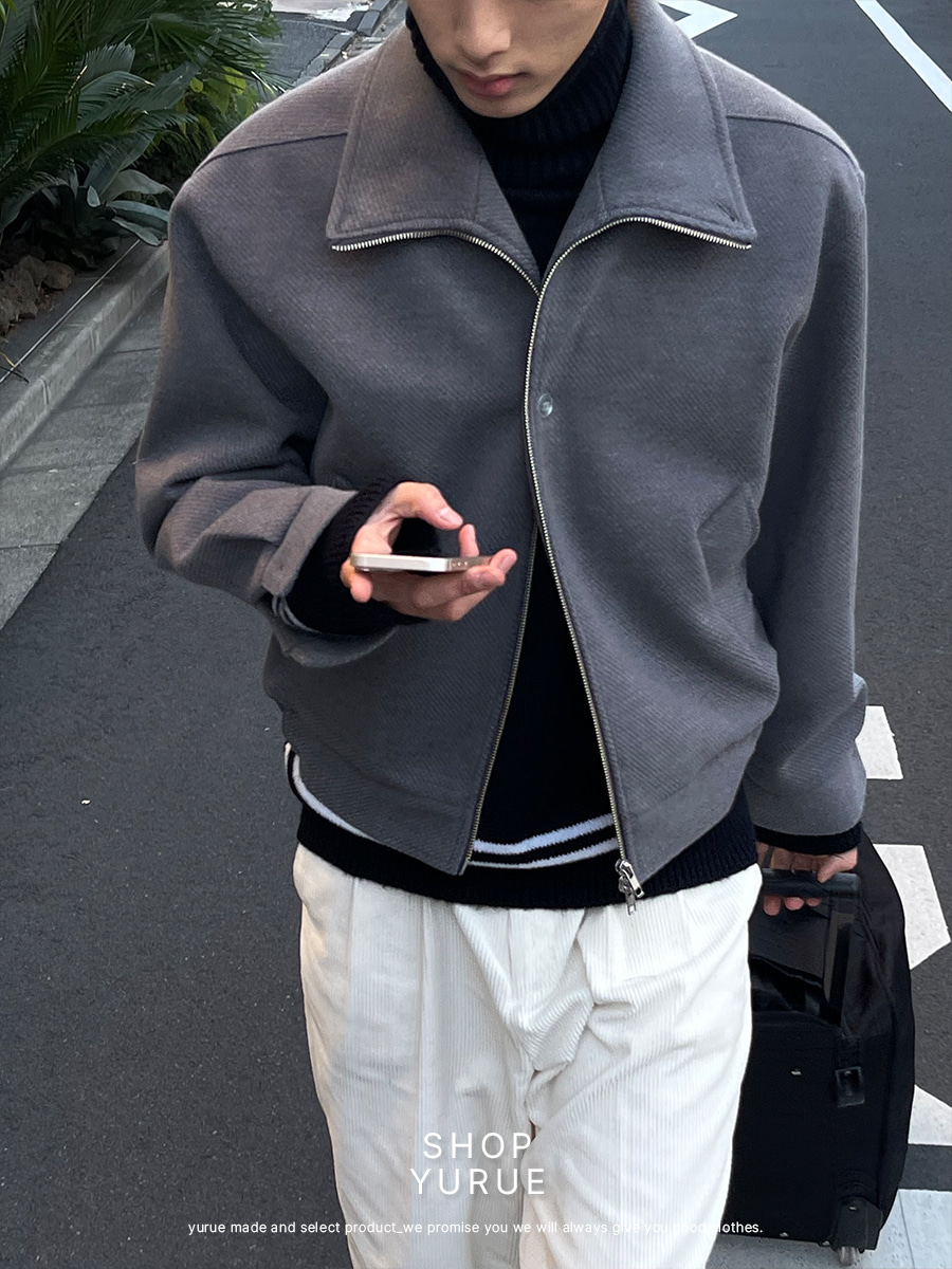 [WOOL] Biei high-neck zip up jacket (2color)