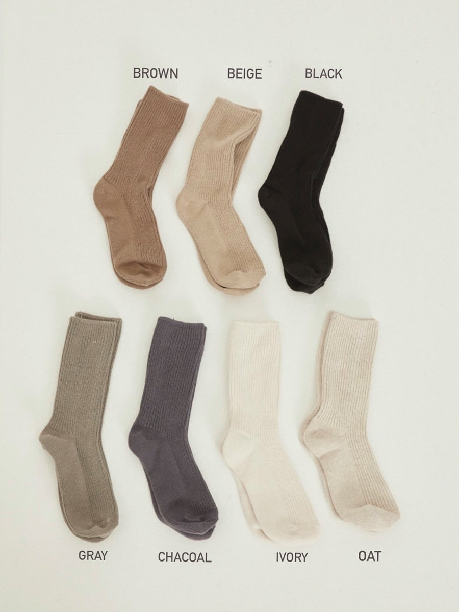 Ribbed standard socks (7color)
