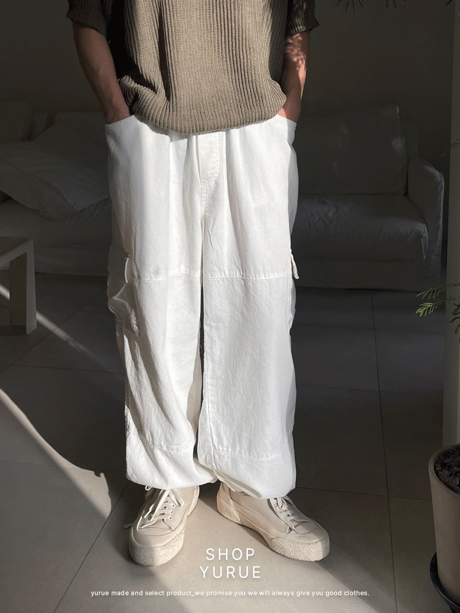 [유루이추천] Refer cargo banding wide pants (3color)